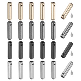 PATIKIL 24Pcs Shoelace Tips with Screw, Alloy 25mm Cylindrical Aglets Shoes Lace Cords End Tip Cap Replacement for DIY Clothes Strings, 4 Color