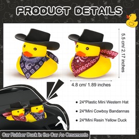 Hanaive Juego de 24 Patos de Goma de Vaquero con Sombrero y Bufanda, Mini Patitos de Goma Juguetes de Fiesta de Baño Juguetes de Bañera Regalo de Fiesta de Cumpleaños de Ducha, 2 Estilos (Negro)
