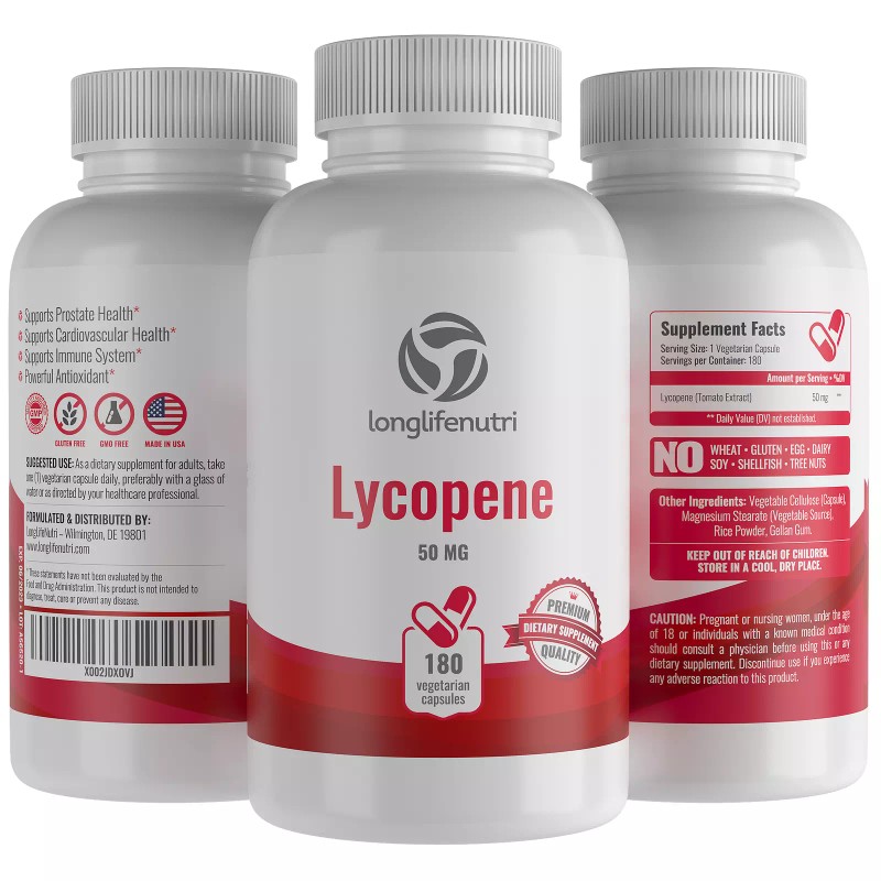 LongLifeNutri Lycopene 50 mg - 180 Vegetarian Capsules