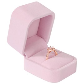 MYEBIUAI Velvet Ring Box Wedding Valentine's Day, Premium Engagement Ring Gift Box Jewelry Ring Display Holder Case for Proposal Ceremony (Pink)