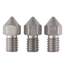 3DFREUNDE 3-Piece Set 0.3 mm + 2 * 0.4 mm Precision Stainless Steel MK8 Makerbot Reprap Anet A8 A6 Extruder Hotend Nozzle for 1.75 mm filament/3D Printer Print Head 0.4 mm Stainless Steel M6