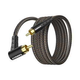 RAWAUX Single 90 Degree RCA Male to Male Subwoofer Audio Cable 10M