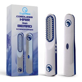Beard Straightener, New Improved Charging Cable (USB C), Cordless Beard and Hair Straightening Comb, Rechargeable, Portable, and Durable. Beard comb for men, Grooming Accessory for Men (Grey and Blue)