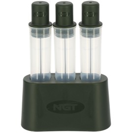 NGT Glugging Tubes Set with Barrelz Baiting Stand Carp Fishing Hookbait Boilie Bait Liquid Booster Glug System Tackle Accessory
