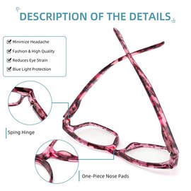 JAWSOCK 4 Pack reading glasses for women, computer anti-blue glasses, anti-glare/UV glasses 2.00