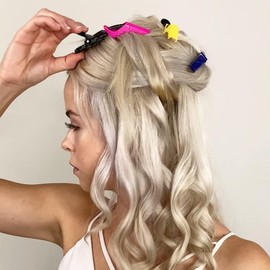HH&LL - Pinzas para el cabello para mujer, diseño de dientes anchos y doble bisagra, pinzas de sección de peinado de cocodrilo de calidad profesional de peluquería – 10 unidades (mezcla)