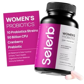 Selerb Vaginal Probiotics for Women - 50 Billion CFU with Cranberry Prebiotics and Probiotics for Women pH Balance Urinary Immune & Digestive Health 60 Capsules