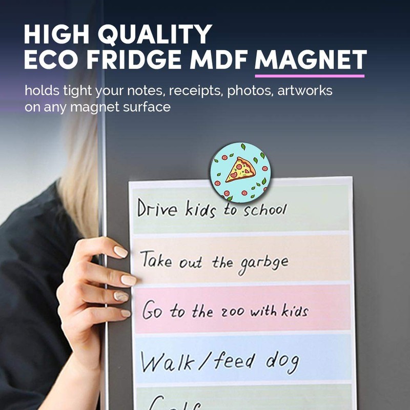 1 x Round MDF Magnet - Pizza Slices Junk Food