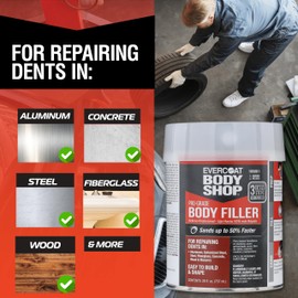 Evercoat Body Shop 105000 Pro-Grade Body Filler, Fast Drying and Lightweight Multipurpose for Dents in Aluminum, Fiberglass & More, Easy Mix Hardener Included 0.8 Gal