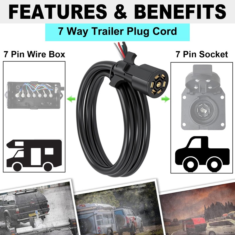 CXTM 7 Way Trailer Cord 7 Way Trailer Plug Inline