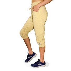Alex + Abby Women's Rib Waist Capri Joggers X-Large Sandstone Khaki