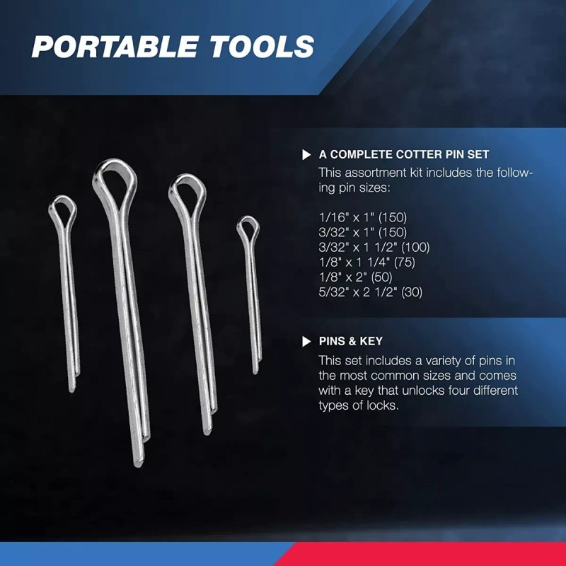 Neiko Set De 555 Chavetas Pasador Seguro Cotter Pin Neiko