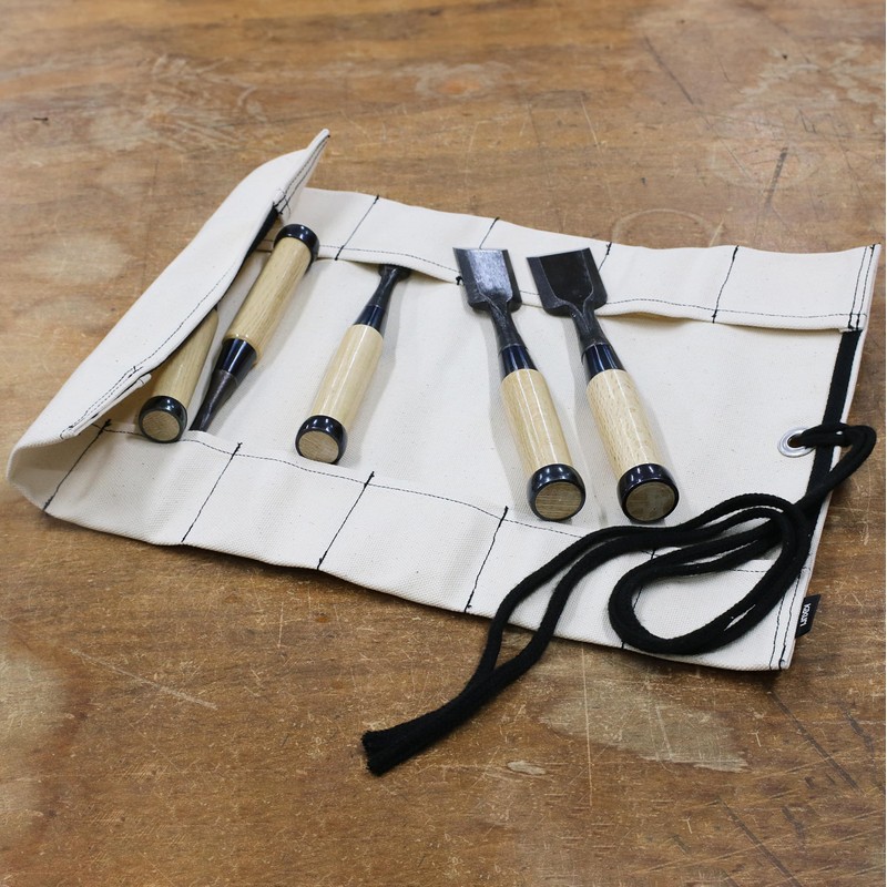 KAKURI Chisel Roll Up Pouch, Heavy-Duty Canvas, 12 Pockets Tool