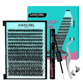 Lash Extension Kit 280PCS Eyelash Clusters 40D DIY Eyelash Extension Kits Individual Lashes Natural Lash Clusters Kit with Bond and Remover, Lash Tweezers(D-Mix9-16mm)