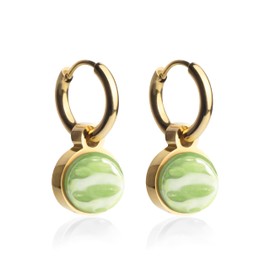 Kleine Goldcreolen mit Anhänger • 18k vergoldete Edelstahl Ohrringe mit Charm in grün zum Wechseln • nickelfrei & wasserfest • MIX AND MATCH • Ø 12 mm