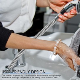 LukLoy 2 Pack Stainless Steel Shampoo Bowl Hose, 1/4" Thread Water Pipe to 1/2" Thread Sprayer Head for Barber Shop & Salon Sink Replacement Part for Shampoo Bowl Faucet and Sprayer, 47" Long