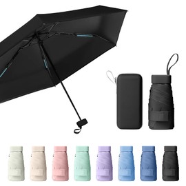 Sykrawki Travel Umbrella, Mini UV Umbrella, Windproof Pocket Umbrella for Men and Women (Black)