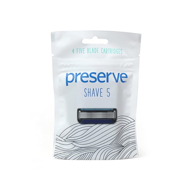 Preserve Five Blade Replacement Cartridges for Preserve Shave Five Recycled Razor, 4 Count