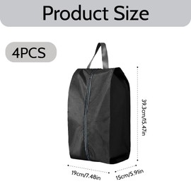4 Pieces Shoe Bags for Travel,Waterproof Dust Proof Shoe Bags for Storage,Travel or Home Storage (Black)