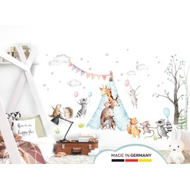Little Deco DL640 Wall Sticker Children's Room Wall Sticker Animals Party I Wall Picture 66 x 40 cm (W x H) I Forest Animals Wall Sticker Baby Room Wall Decoration Baby Girl Boy