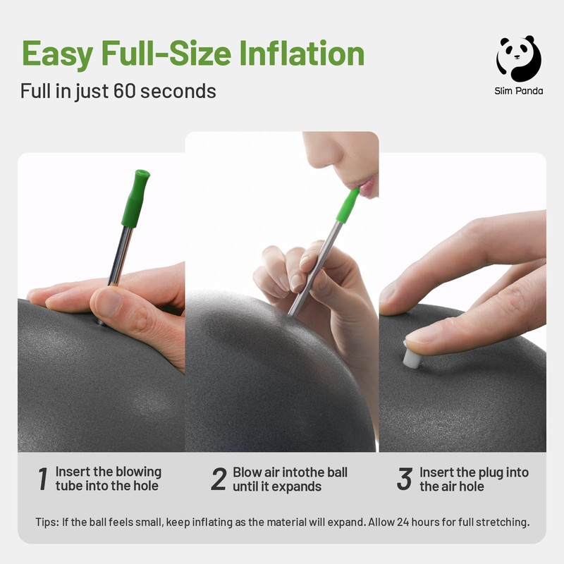 Slim Panda Pilates Ball, 9 Inch Small Exercise Ball, Anti