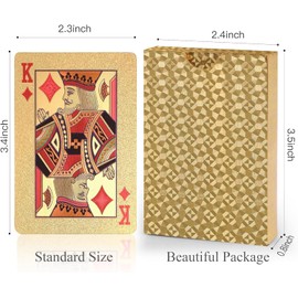 JUNMOXIAO Cool Plastic Playing Cards, Deck of Waterproof Magic Poker Cards for Family Party BBQ Gatherings Gift Gold