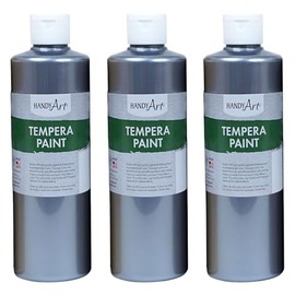 Handy Art Metallic Tempera Paint, Silver, 16 oz. Bottle, Pack of 3 (RPC231166-3)
