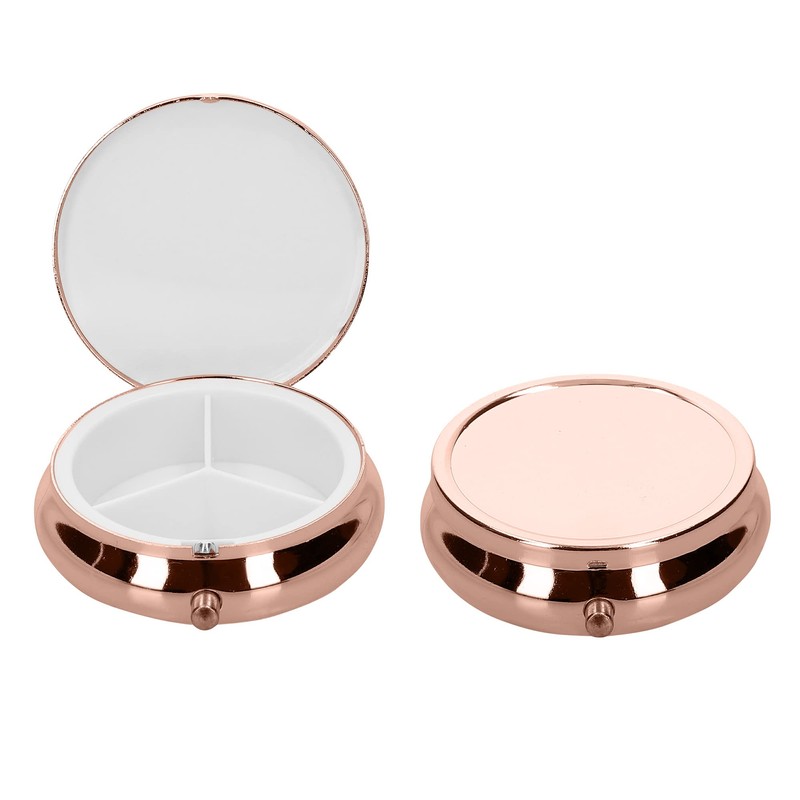 kwmobile 2x ピルケース ステンレス 持ち運び 薬入れ - 3仕切り ピルボックス 5.2x5.2x1.7cm