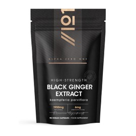 Black Ginger Extract 1950mg – High Strength 4% Dimethoxyflavone (6mg) - 90 Vegan Capsules (3 Month Supply) - Resealable and Recyclable Pouch – by Alpha01