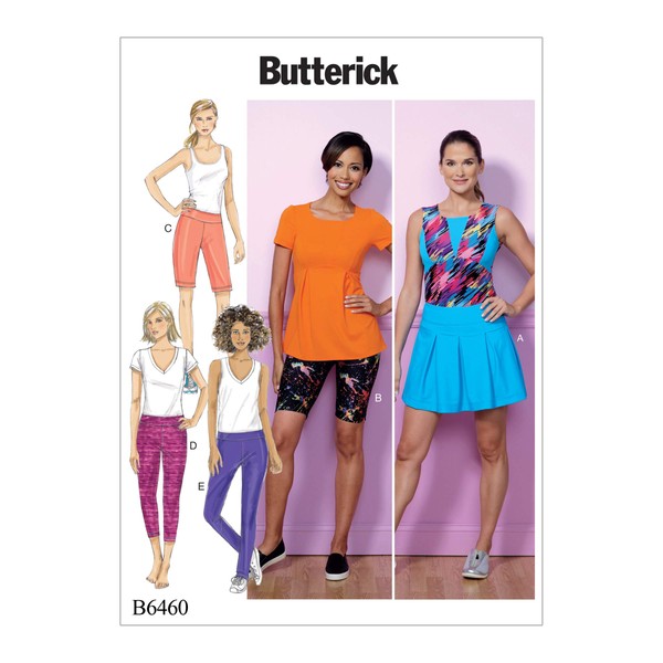Butterick Patterns 6460 Y,Misses Skort,Shorts and Pants,Sizes XSM-MED, Tissue, Multicoloured, 17 x 0.5 x 22 cm