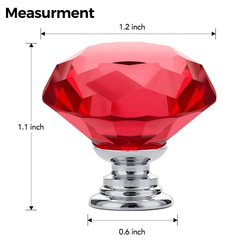 Ravinte Pack of 10 Crystal Drawer Knobs and Handles, Red
