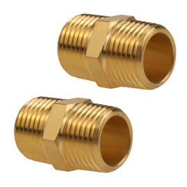 Napredak Brass Hex Nipple NPT 1/2 Male x NPT 1/2 Male Pipe Fitting Adapter, Solid Brass straight Coupler coupling for Air, Water, Oil, Gas, 2pcs