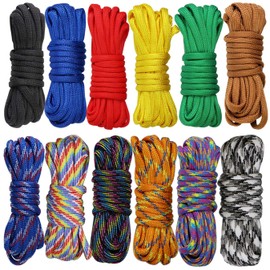 aufodara 12Pcs Paracord Bracelet Rope 4mm Parachute Cord Survival Rope Set for Outdoors, Camping, DIY Manual Braiding Paracord Lanyard, Paracord Bracelets (12 Color, 10 Feet)