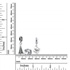 France Set -Paris Eiffel Tower Landmark Vacation Dangle Charm Bead For Women For Teen .925 Sterling Silver Fits European Bracelet