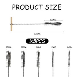 5-Piece Set of Drilling Brush, Drilling Brush, Boiler Brush, Round Wire Brush, Cylinder Brush, Furnace Tube Brush, Automotive Wire Brush Set, Brass Tube Brush (8mm, 12mm, 16mm, 20mm, 25mm)