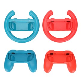 Controller Grip Steering Wheel Kit Heat Resistance Handles and Steering Wheels for Switch(Red Blue )