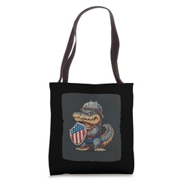 Alligator Costume with Battlefield Shied for a Cool USA Look Tote Bag