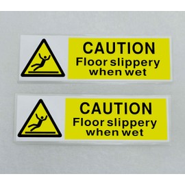 Wet Floor Sticker Silppery When Wet Pack of 2 Waterproof Outdoor Vinyl Sticker 150 x 45 mm