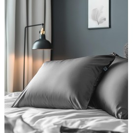 King Size Pillow Cases - Hypoallergenic Pillow Cover - Satin Pillowcase for Hair and Skin - Soft Smooth, Anti Wrinkle, 100% Cotton 400TC, Envelope Closure, 1pc (King 20 x 36, Dark Gray)
