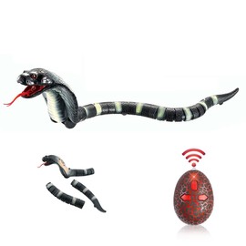 Rely2016 Mando a Distancia Serpiente Recargable simulación RC Serpiente Juguete 17 Pulgadas de Largo Falso Cobra Animal Truco Aterrador Mischief Juguete para niños, Negro - D, Una Talla
