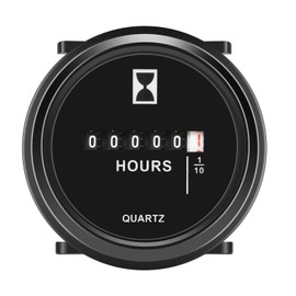 kosiwun Mechanical Hour Meter Gauge 2" Round Quartz Hourmeter Waterproof for Boat Generator Motorcycle ATV UTV Lawn Mower Tractors Engine AC/DC 12V-80V