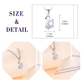feilok 925 Sterling Silver Necklaces for Women swan Zirconia Necklace Jewelry for Women Silver Necklace with Zirconia