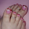 24Pcs 3D Red Press on Toenails Short Square Flower Fake