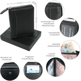 CF CATTERFELD Men's Genuine Leather Wallet with RFID Protection, black, purse