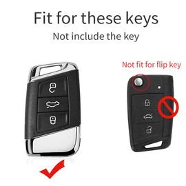 Ontto Key Cover for VW Magotan Passat B8 CC Golf 7 Tiguan MK2 Jetta Skoda Superb A7 Kodiaq, TPU Leather Key Case with Key Fob, Key Protection Case, Remote Control