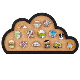 BENECREAT Cloud Pin Board Cork Board Wall Mounted Cork Board, 0.8" Thick Bulletin Display Board for Brooch Pin Storage, Office Home and School Decor, 11x6"