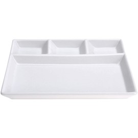 White Ceramic 4 Compartment Serving Plate