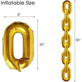 30PCS Gold Chain Balloons - LIYDE 80s 90s Party Supplies Cosplay Props - Retro Hip Hop Birthday/Graduation Party Decorations Foil Balloons(16 inch)