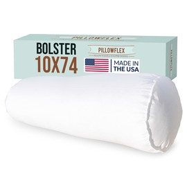 Pillowflex Bolster Pillow (10x74) - White Round Soft Roll Pillow with Plush Polyester Filling, Comes in a Poly-Cotton Shell, Odorless, Lint, and Dust-Free, No Lumps Stuffing for Pillows