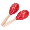 2 Pcs Maracas Red Carved Wooden Sand Ball Percussion Instrument